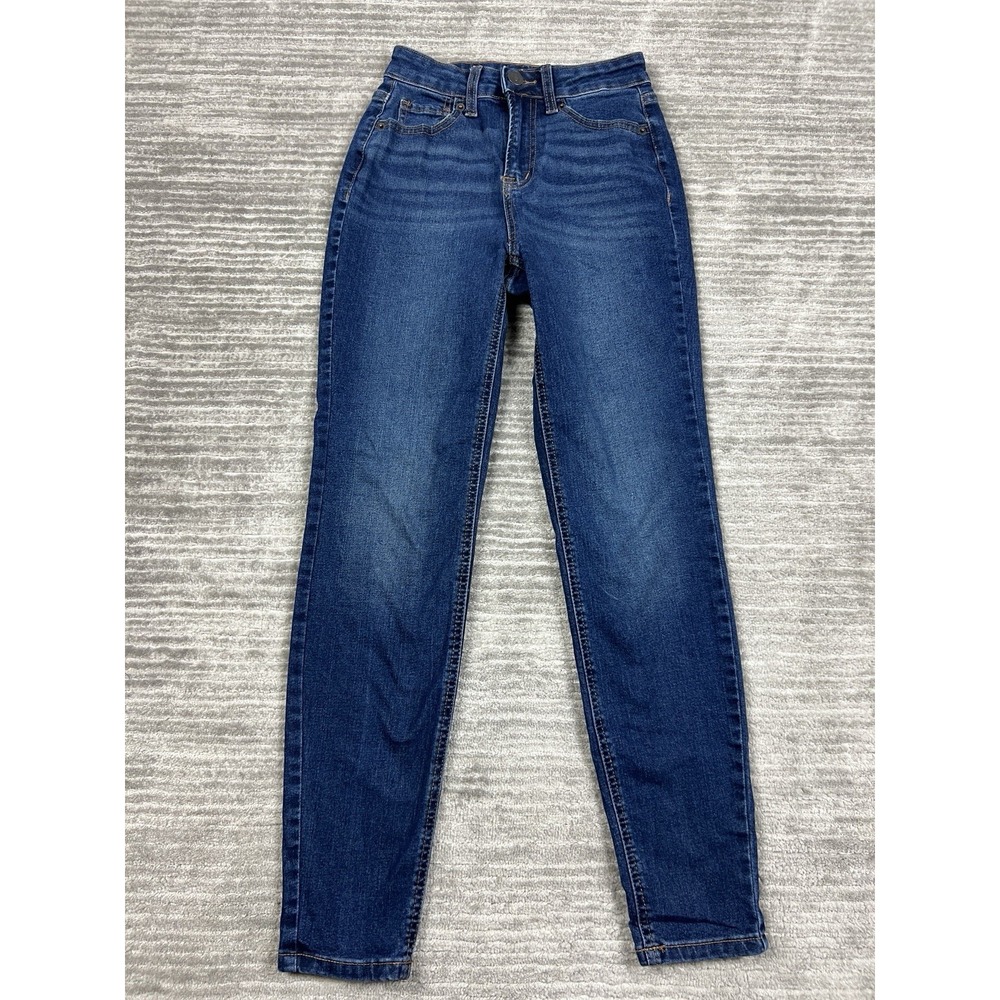 No Boundaries Jeans Womens 00 Blue Dark Wash Denim Skinny Cotton Blend